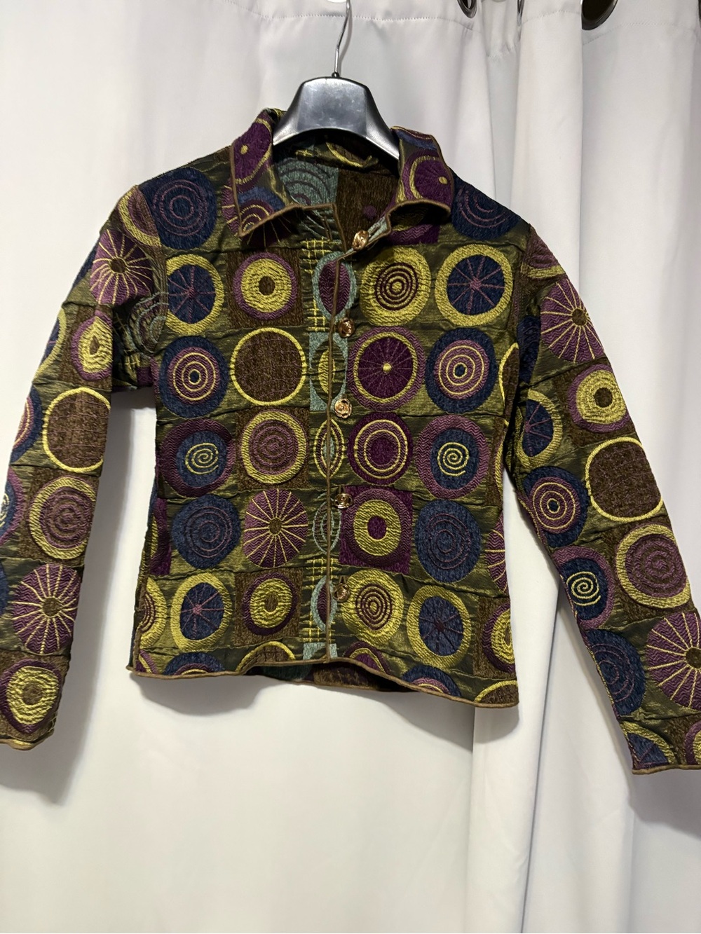 Vintage Women's Reversible Multicolor Circle-Pattern Jacket